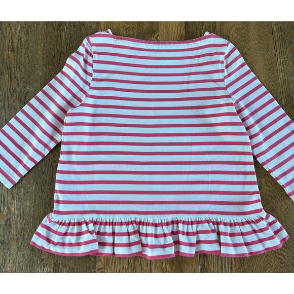 Brooke Street Kate Spade Pink and White Stripe Peplum Top Boat Neck 100% Cotton - Picture 7 of 7